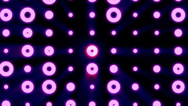 Purple neon dot grid with glowing circular lights