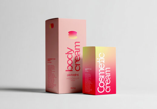 Cosmetic Cream Box Packaging Mockup