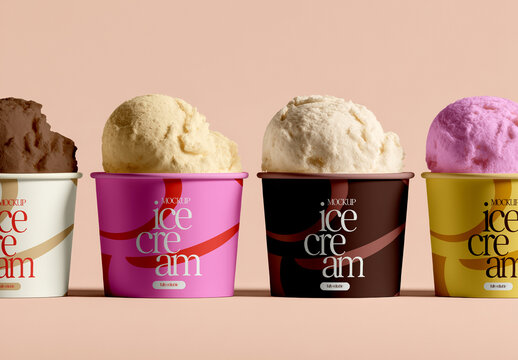 Ice Cream Cup Row Mockup