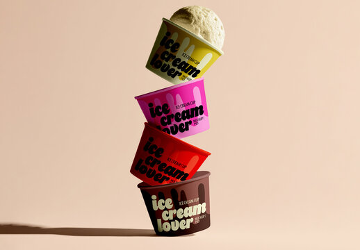 Ice Cream Cup Stack Mockup