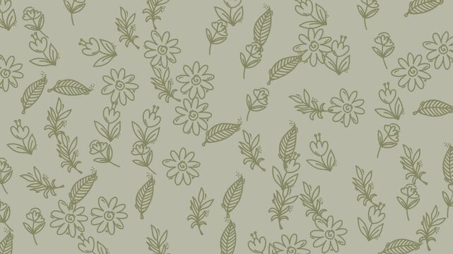 Seamless pattern small green flowers and leaves perfect for natureinspired designs, fabric prints, wallpapers, stationery, and digital backgrounds.