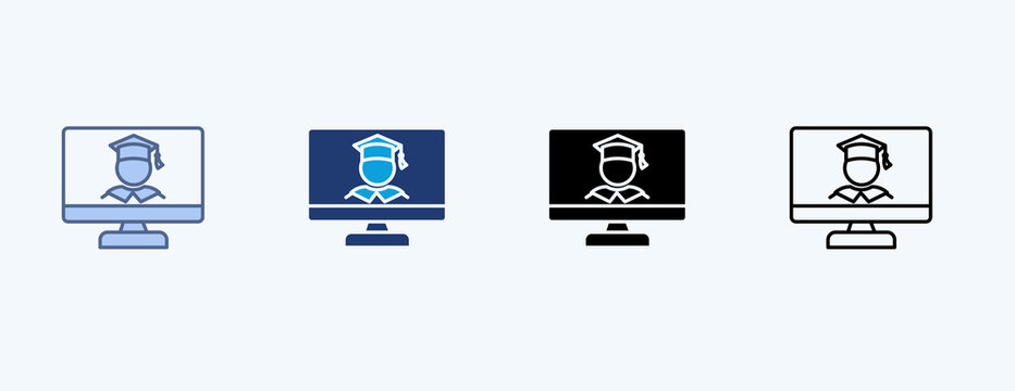 Online Course Multiple Icon Illustration Vector