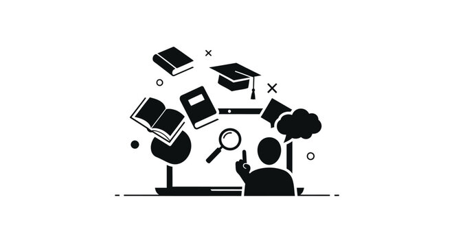 Person sitting at desk with books.