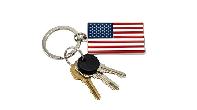 American independence day 4th of july keychain patriotic usa flag keyring isolated on transparent background