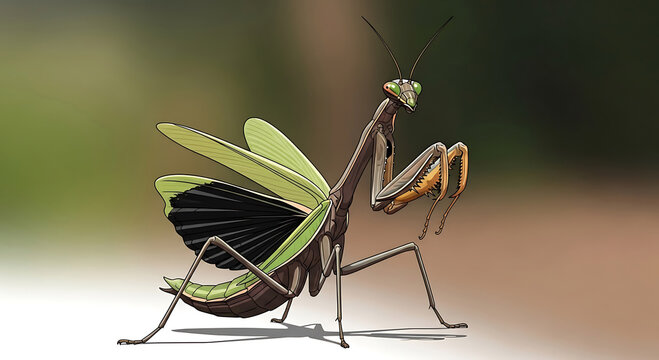 green and black leafhopper insect perched on grass stalk in natural sunlight close-up
