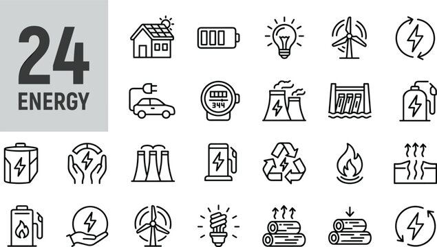 24 hour energy concept with flat design icons and renewable power sources vector illustration
