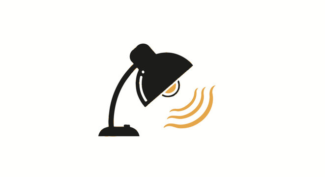 Black desk lamp with light rays.