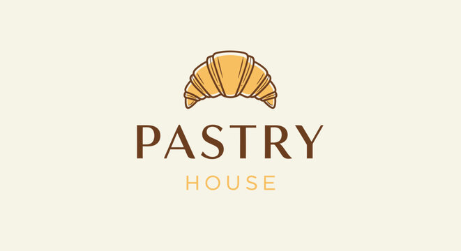 A pastry logo featuring a croissant icon on a clean background for branding.