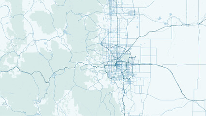 Modern minimalist vector map of Denver, Colorado. High-quality scalable illustration of Denver city grid, downtown, and Rocky Mountains foothills for posters and urban design. © AliRza