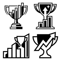Obraz premium Strategic compass and direction planning icon set