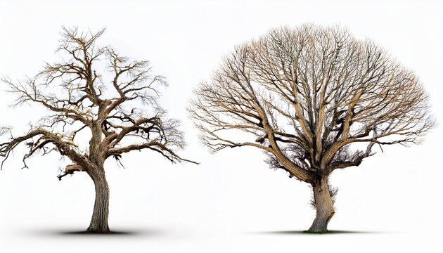 dead and dry tree isolated on white background
