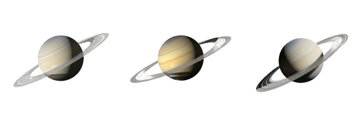 Set of 3D Planet Saturn with Rings Isolated on White Background, PNG © KArim