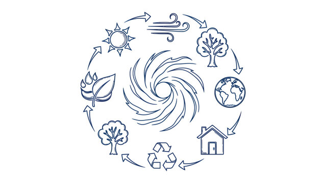 Environmental Cycle Diagram: A graphic illustration depicting the interconnectedness of natural elements in an environmental cycle, symbolized by a circular diagram.