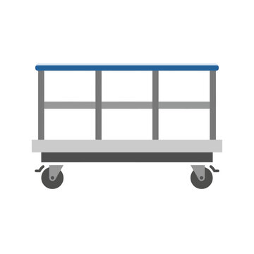 Mobile construction platform with guard rails and locking wheels