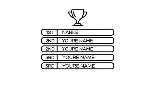 Hand drawn trophy award podium ranking list