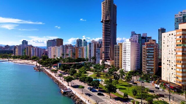 4K Santos City Beach Ponta da Praia Sun