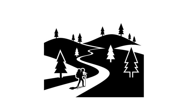 Hiker walking on a winding path.