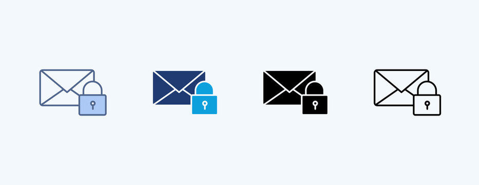 Locked Mail Multiple Icon Illustration Vector