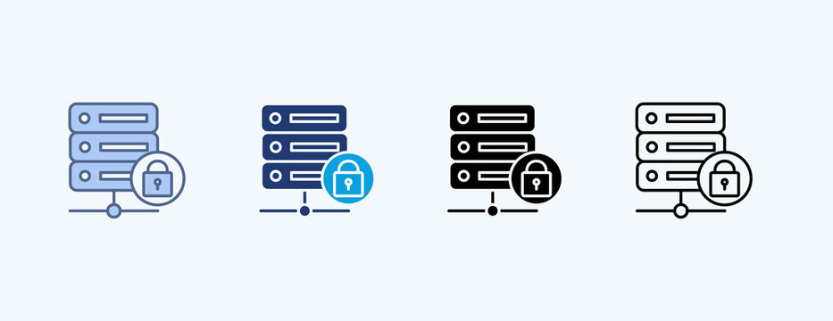 Server Lock Multiple Icon Illustration Vector