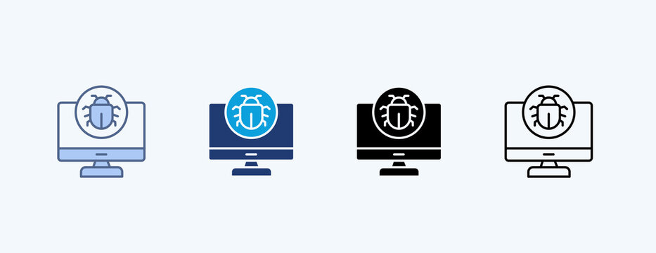 Computer Bug Multiple Icon Illustration Vector