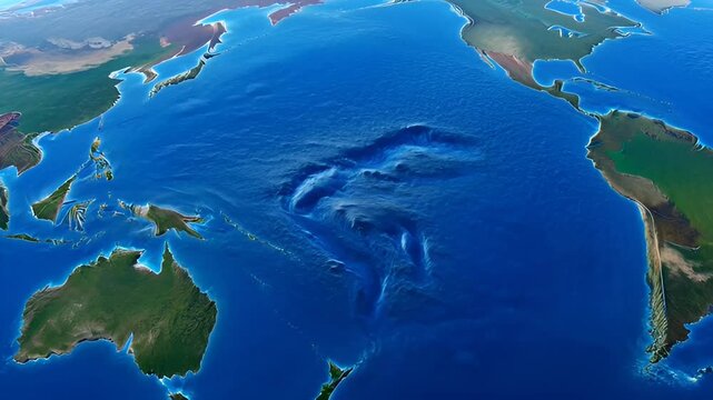 Volcanic ash drifts across the Pacific Ocean near the ring of fire.