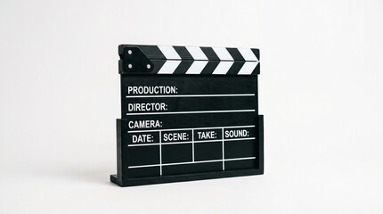 Naklejka premium photo of a clapperboard, a cinematic production tool for film, with a white background made by AI generative