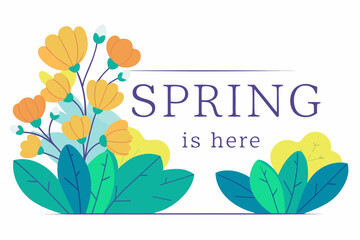 Flat decorative spring illustration for greeting card or banner © Rofik
