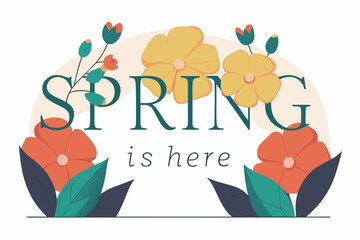 Flat decorative spring illustration for greeting card or banner © Rofik