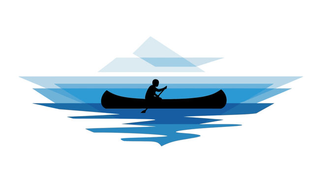 Man paddling a canoe on water.