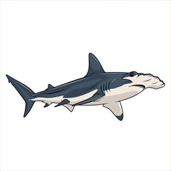 Naklejka premium Hammerhead shark isolated marine predator illustration