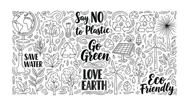 Eco-Friendly Calligraphy: An artistic eco-friendly calligraphy, expressing the spirit of love for earth and sustainable lifestyle. Emphasizing the significance of eco-conscious habits