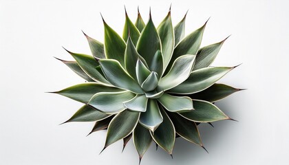 Fototapeta premium a top view of an agave plant isolated on a white background without shadows text or letters