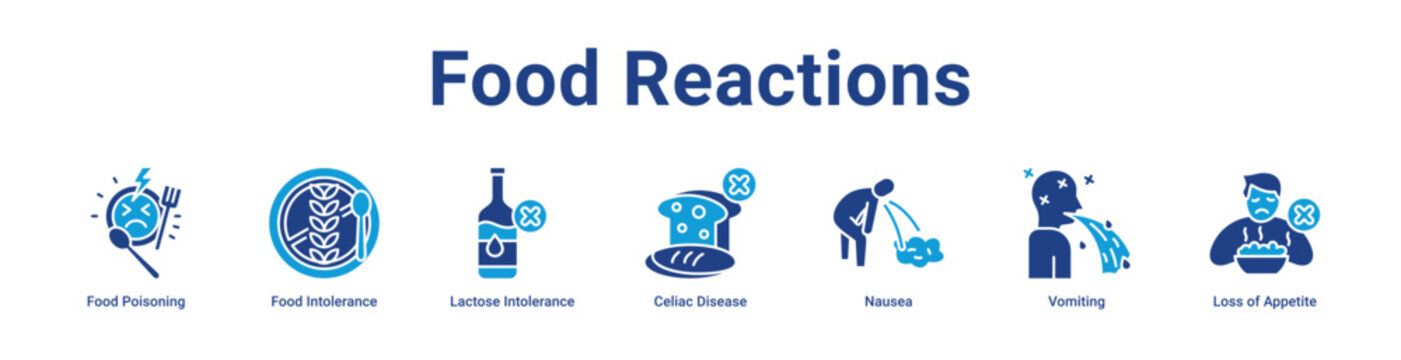 -Food Reactions web Icon Banner and Collection