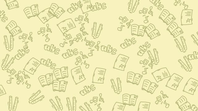 Educational symbols on a light yellow background. Suitable for schools, educational materials, websites, and promotional materials related to learning.