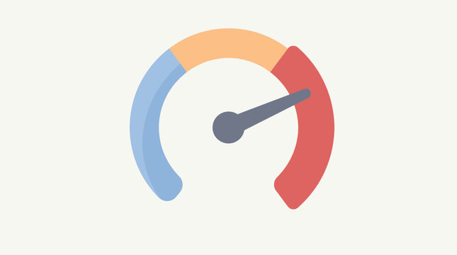 Minimalist speedometer gauge icon with three color zones for performance monitoring. EPS Editable. Vector Illustrations.