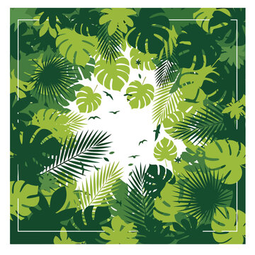 Tropical leaves in green colors.