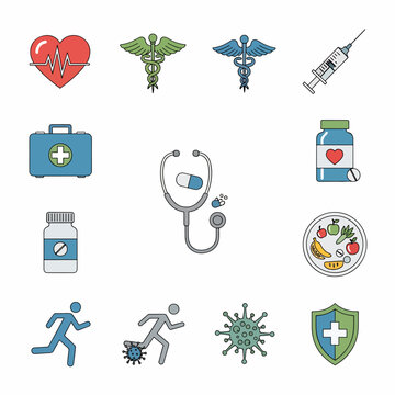 Medical health care symbols and icons.