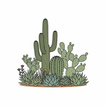 Cactus plants in a desert garden.