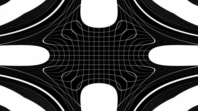 Black white abstract star radial op art seamless loop background