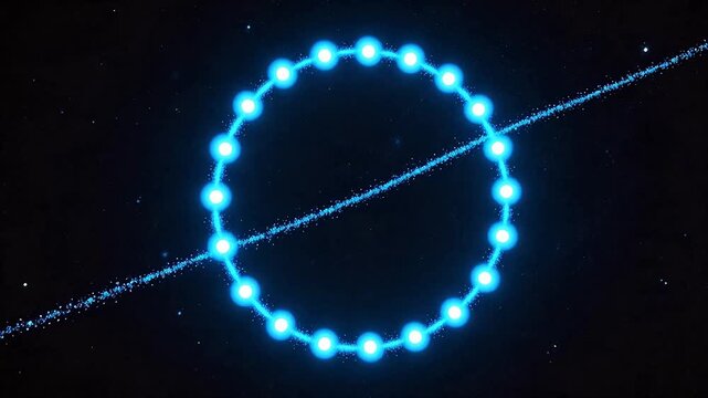 Circular pattern of glowing blue lights in space