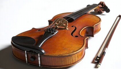 Obraz premium Antique Wooden Violin Isolated on White