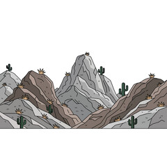 Desert Cactus Mountain Landscape Scene. © Warsi