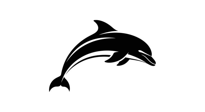 Black Silhouette of a Dolphin.