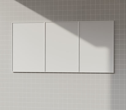 Three Poster Mockup on Wall with Soft Shadow