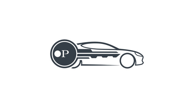Car Key Icon Vector - Automotive Ignition Symbol