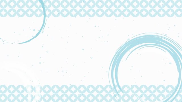和柄（七宝）と筆書きの背景アニメーション　15秒ループ　白背景