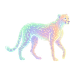 Fototapeta premium Glowing Energy Cheetah in Pastel Tones with Dark Contrast Background