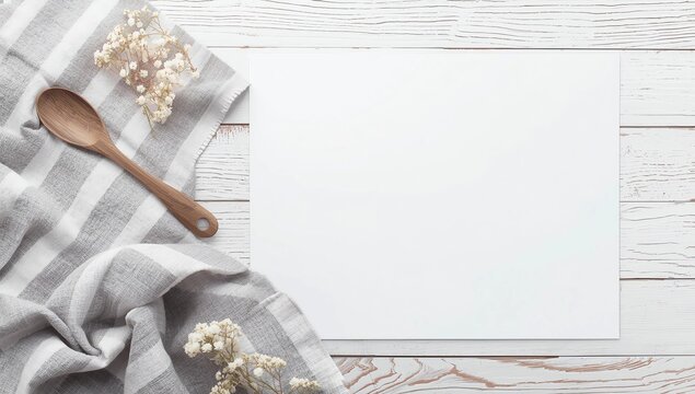 Recipe card template on wooden background