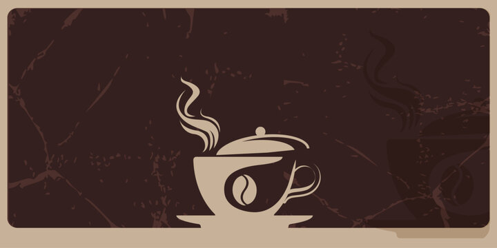 Stylized Steaming Coffee Cup Vintage Grunge Background Vector