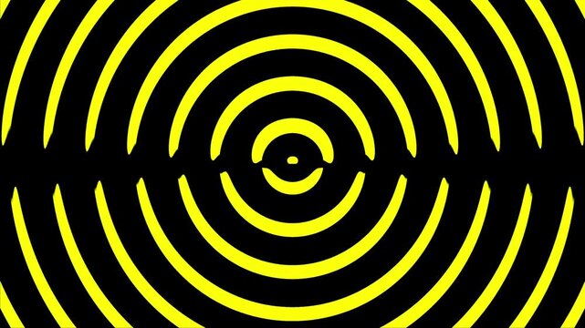 Yellow black concentric circle pulse loop abstract energy background
